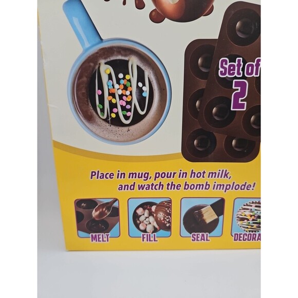 NIB Hot Cocoa Bomb Molds Set Of 2 Silicone NEW Chocolate Molds Cooking Baking - Picture 2 of 5